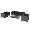 vidaXL 8-tlg. Garten-Lounge-Set mit Kissen Poly Rattan Dunkelgrau