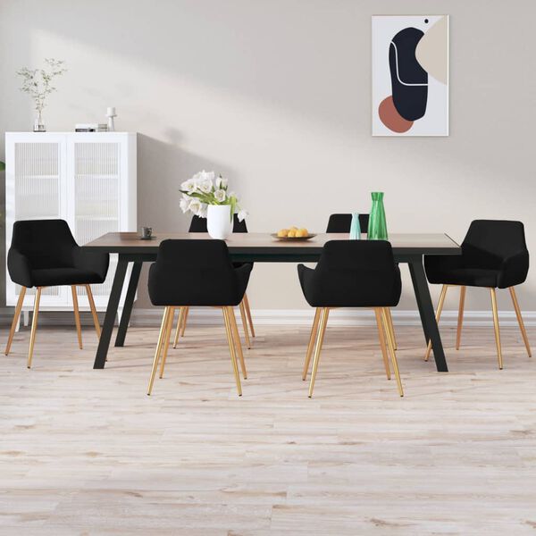 vidaXL Esszimmerst&uuml;hle 6 Stk. Schwarz Samt