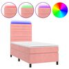 vidaXL Boxspringbett mit Matratze & LED Rosa 90x200 cm Samt