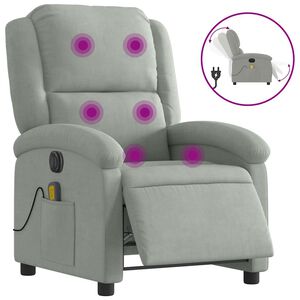 vidaXL Massagesessel Elektrisch Hellgrau Samt