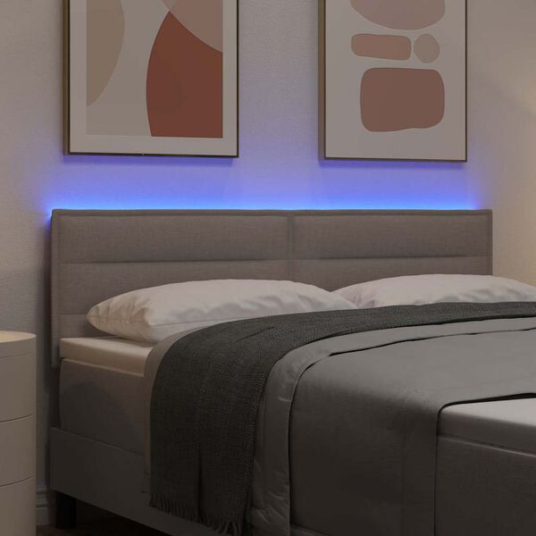 vidaXL LED Kopfteil mit LED-Lichtleisten Taupe 160 cm Polyester