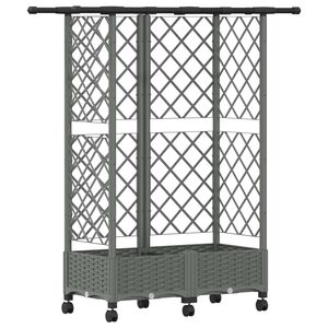 vidaXL Hochbeet mit Rankgitter und Dach Hellgrau 124 x 40 x 127 cm PP