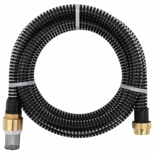 vidaXL Saugschlauch mit Messing-Anschl&uuml;ssen Schwarz 1,1" 3 m PVC