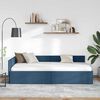 vidaXL Eckbettgestell mit Kopfteil Blau 90 cm x 200 cm Samt