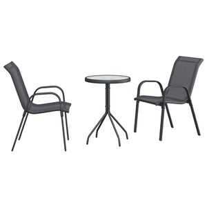 vidaXL Garten Bistro Set 3 stk. Grau Stahl