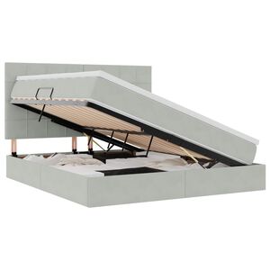 vidaXL Aufbewahrungsbett mit Matratze Hellgrau 180 x 200 cm Samt