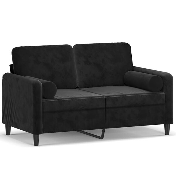 vidaXL 2-Sitzer-Sofa mit Kissen Schwarz 120 cm Samt