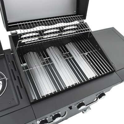 vidaXL Gasgrill mit 4 Flammen Schwarz Pulverbeschichteter Stahl