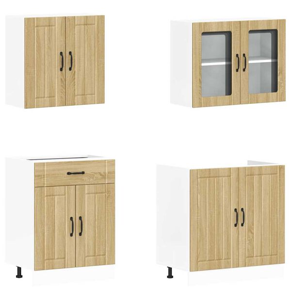 vidaXL 4-tlg. K&uuml;chenschrank-Set Lucca Sonoma-Eiche Holzwerkstoff