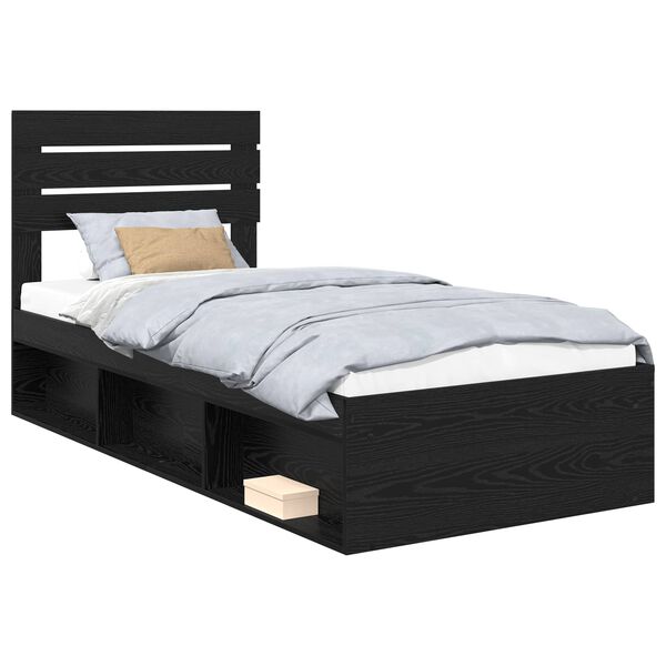 vidaXL Bettrahmen Schwarz 100 x 200 cm Massives Kiefernholz