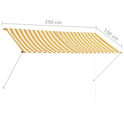 vidaXL Einziehbare Markise 250×150 cm Gelb und Weiß