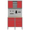 vidaXL Arbeitsschrankset mit Schubladen mit Regal 5 pcs Rot