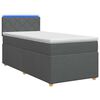 vidaXL Boxspringbett mit Matratze und LED Dunkelgrau 90 x 190 cm Stoff