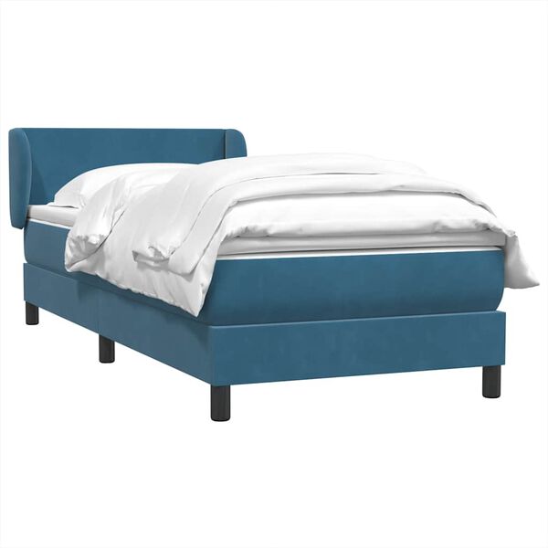 vidaXL Boxspringbett mit Matratze Dunkelblau 90x220 cm Samt