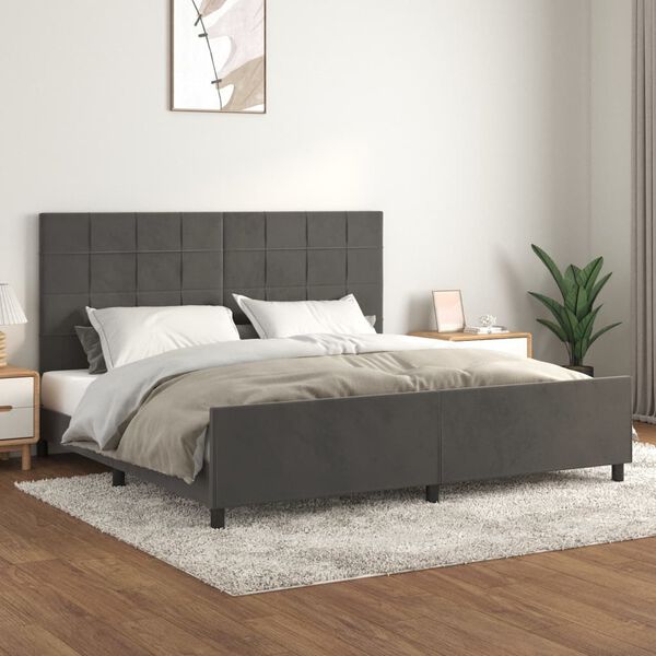 vidaXL Bettgestell ohne Matratze Dunkelgrau 200x200 cm Samt