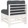 vidaXL Mittelsofas mit Kissen 2 Stk. Wei&szlig; Massivholz Kiefer