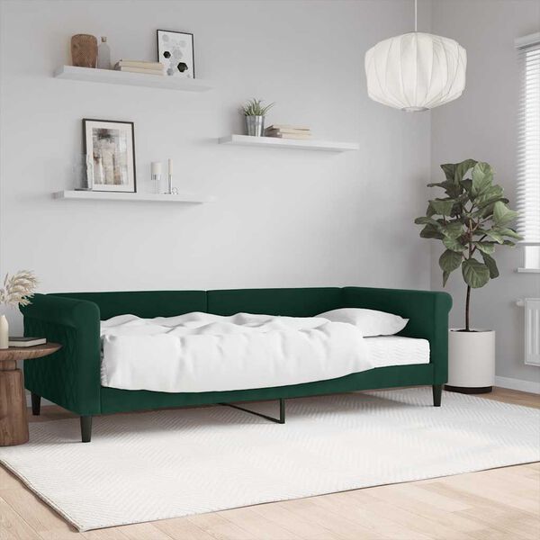 vidaXL Tagesbett mit Matratze Dunkelgr&uuml;n 90x200 cm Samt