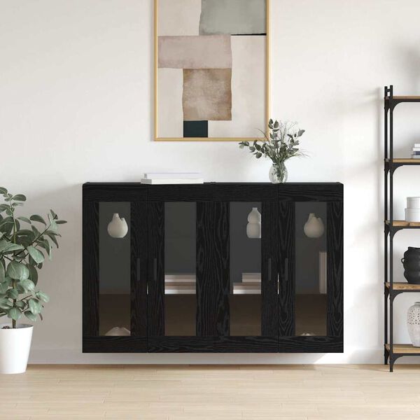 vidaXL Wandmontierte Schr&auml;nke 2 pcs Schwarz Eichen-Optik