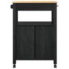 vidaXL K&uuml;chentrolley MONZA Schwarz 60 x 40 x 88,5 cm Massivholz Kiefer