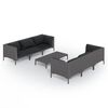 vidaXL 7-tlg. Garten-Lounge-Set mit Kissen Poly Rattan Dunkelgrau