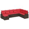vidaXL Sofa Set mit Kissen mit Speicher Braun und Rot Poly-Rattan