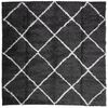 vidaXL Shaggy-Teppich PAMPLONA Hochflor Modern Schwarz Creme 120x120cm