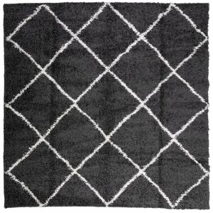 vidaXL Shaggy-Teppich PAMPLONA Hochflor Modern Schwarz Creme 120x120cm