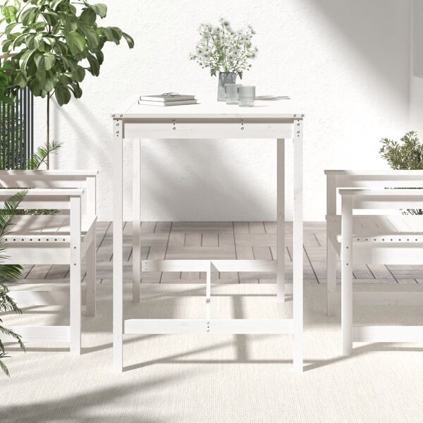 vidaXL Gartentisch Wei&szlig; 121x82,5x110 cm Massivholz Kiefer