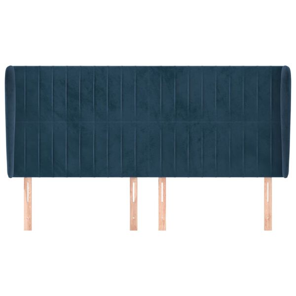 vidaXL Kopfteil mit Ohren Dunkelblau 203x23x118/128 cm Samt