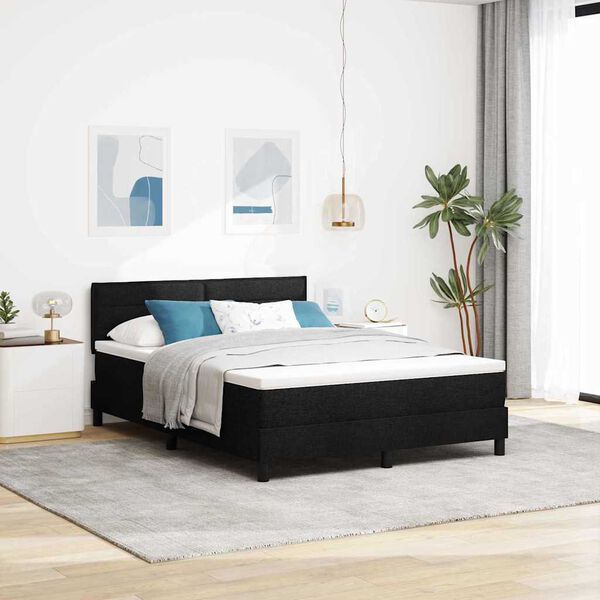 vidaXL Boxspringbett mit Matratze Schwarz 140 x 200 cm Stoff