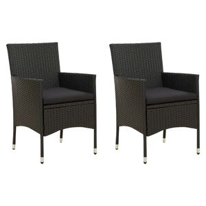 vidaXL Gartenst&uuml;hle mit Sitzpolster 2 Stk. Poly Rattan Schwarz