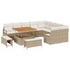 vidaXL Garten-Sofa-Set mit Kissen 12 pcs Beige Poly Rattan