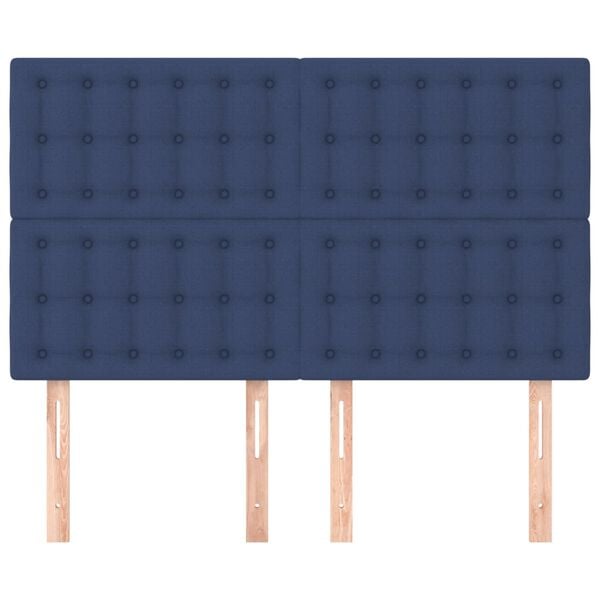 vidaXL Kopfteil Blau 144x5x118/128 cm Stoff