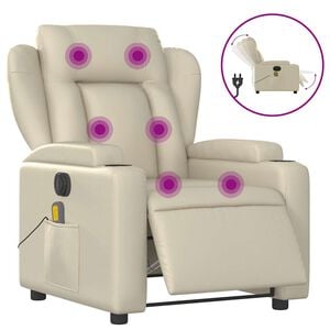 vidaXL Massagesessel Elektrisch Creme Kunstleder