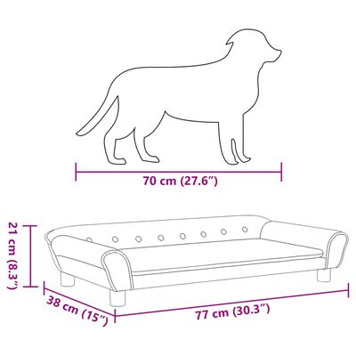 vidaXL Hundebett Dunkelgrau 100x50x21 cm Samt