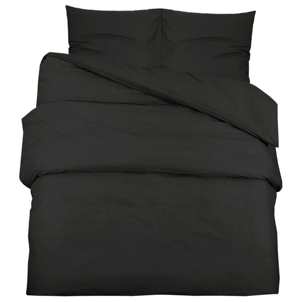 vidaXL Bettw&auml;sche-Set Schwarz 200x200 cm Baumwolle