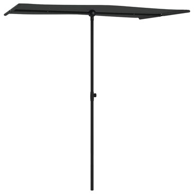 vidaXL Sonnenschirm mit Aluminium-Mast 180x110 cm Schwarz