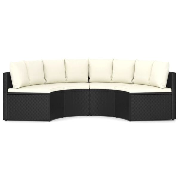 vidaXL 4-tlg. Garten-Sofagarnitur mit Auflagen Poly Rattan Schwarz