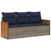 vidaXL 3-teiliges Gartensofa-Set mit Kissen, grau, Polyrattan