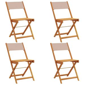 vidaXL Klappst&uuml;hle, 4er-Set, taupefarbener Stoff und Massivholz