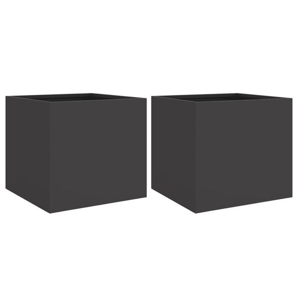 vidaXL Pflanzk&uuml;bel 2 Stk. Schwarz 32x30x29 cm Stahl