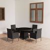 vidaXL 5-tlg. Garten-Essgruppe Poly Rattan Schwarz