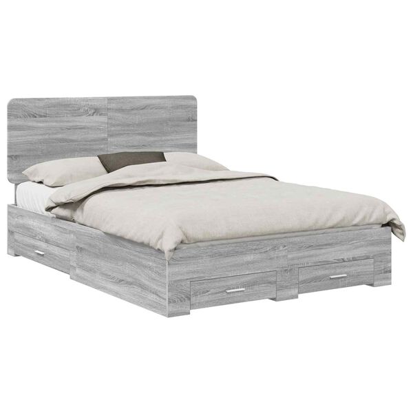 vidaXL Bettrahmen Graues Sonoma 150 x 200 cm Holzwerkstoff