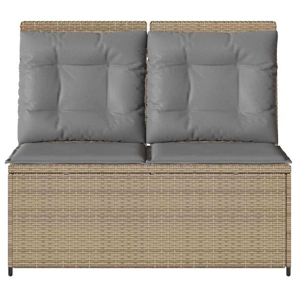 vidaXL Gartenbank mit Kissen Beige Poly Rattan
