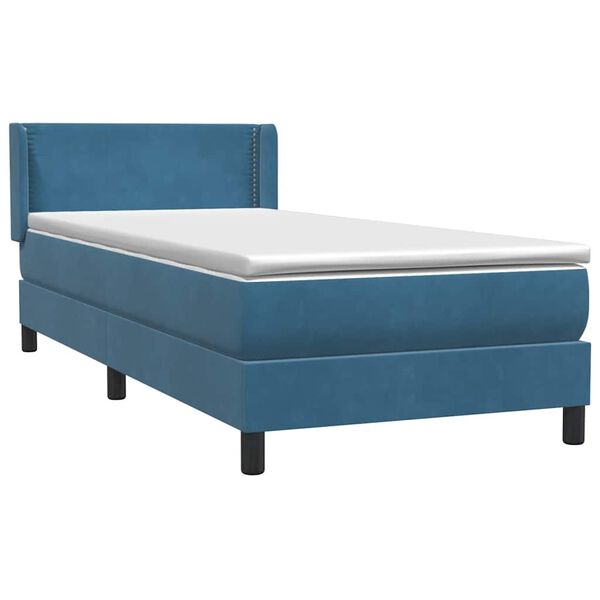vidaXL Boxspringbett mit Matratze Dunkelblau 80x220 cm Samt