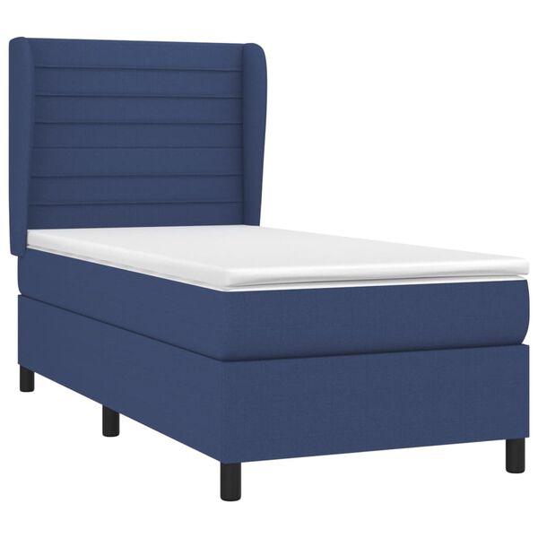 vidaXL Boxspringbett mit Matratze Blau 90x190 cm Stoff