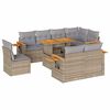 vidaXL 9-tlg. Garten-Sofagarnitur mit Kissen Beige Poly Rattan Akazie