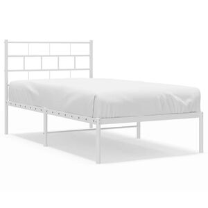 vidaXL Bettgestell mit Kopfteil Metall Wei&szlig; 100x190 cm