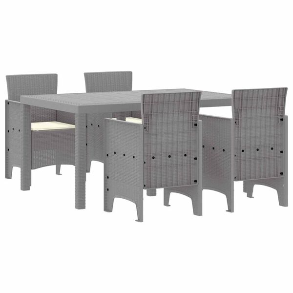 vidaXL Garten Essgruppe 5 pcs Hellgrau Polt Rattan