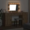 vidaXL Schminktisch mit Spiegelbeleuchtung 3 pcs Braun Holzwerkstoff
